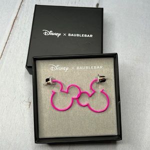 NEW - Disney x Baublebar Pink Mickey Hoops
